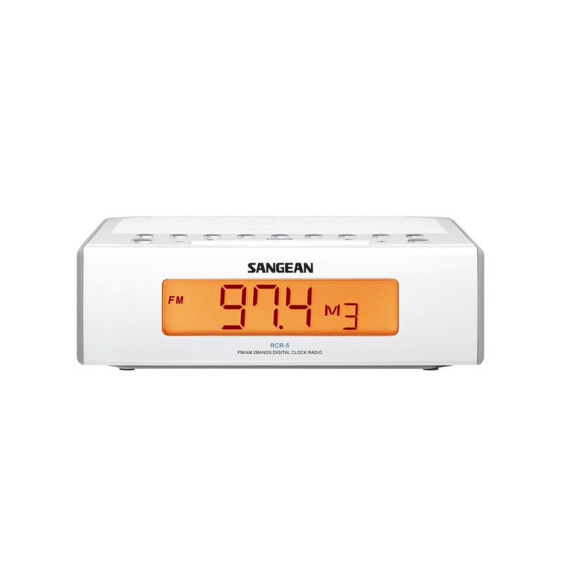 SANGEAN راديو ساعة رقمي AM/FM Sangean RCR-5، أبيض - Image 1